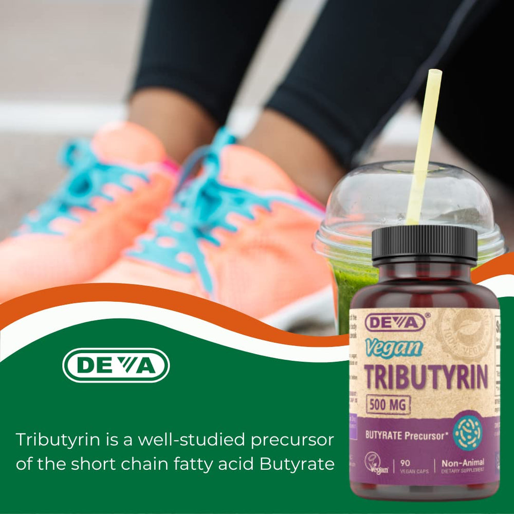 DEVA Tributyrin packaging on shelf ready for wellness routines.