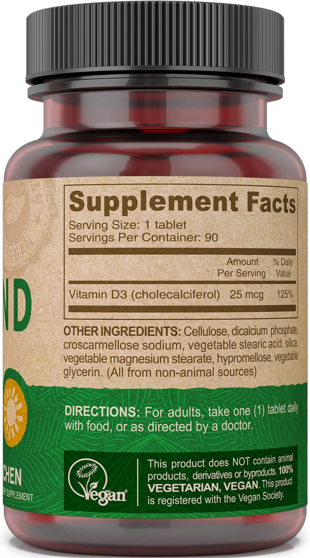 DEVA vegan D3 label detail shares vegan formula information.