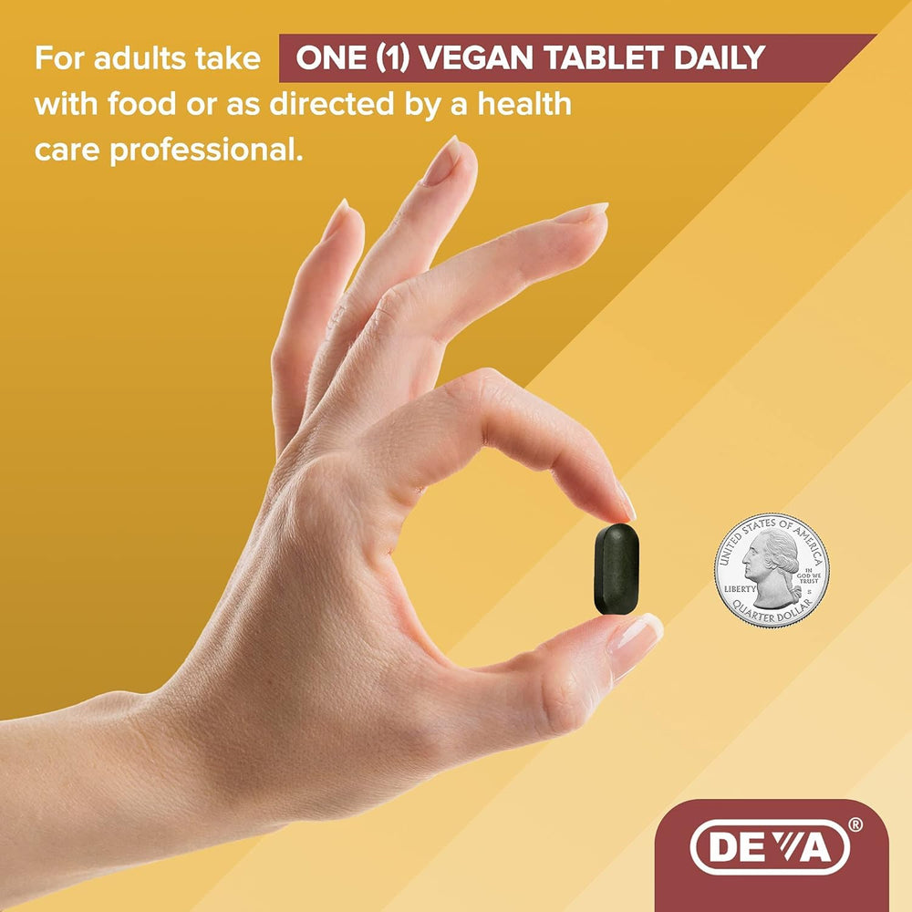 DEVA multivitamin ingredients featuring spirulina and chlorella variety
