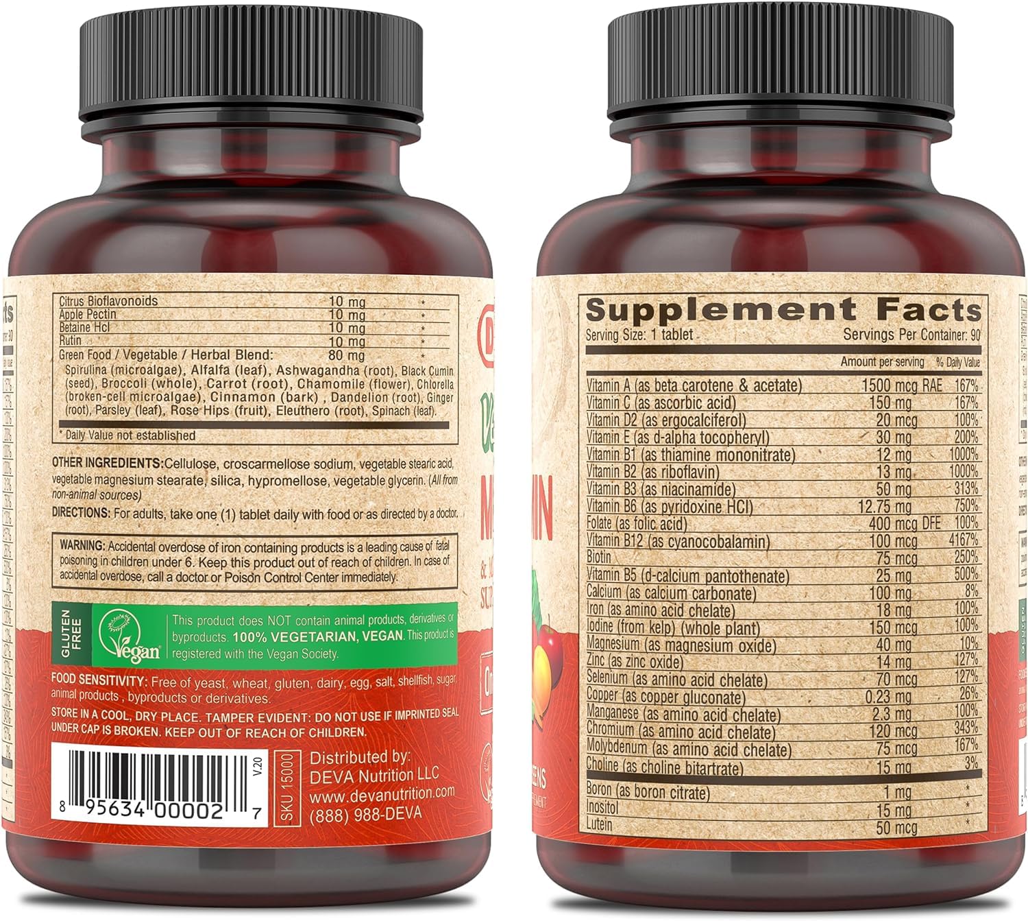 DEVA Vegan Multivitamin tablets close-up for everyday nutrition