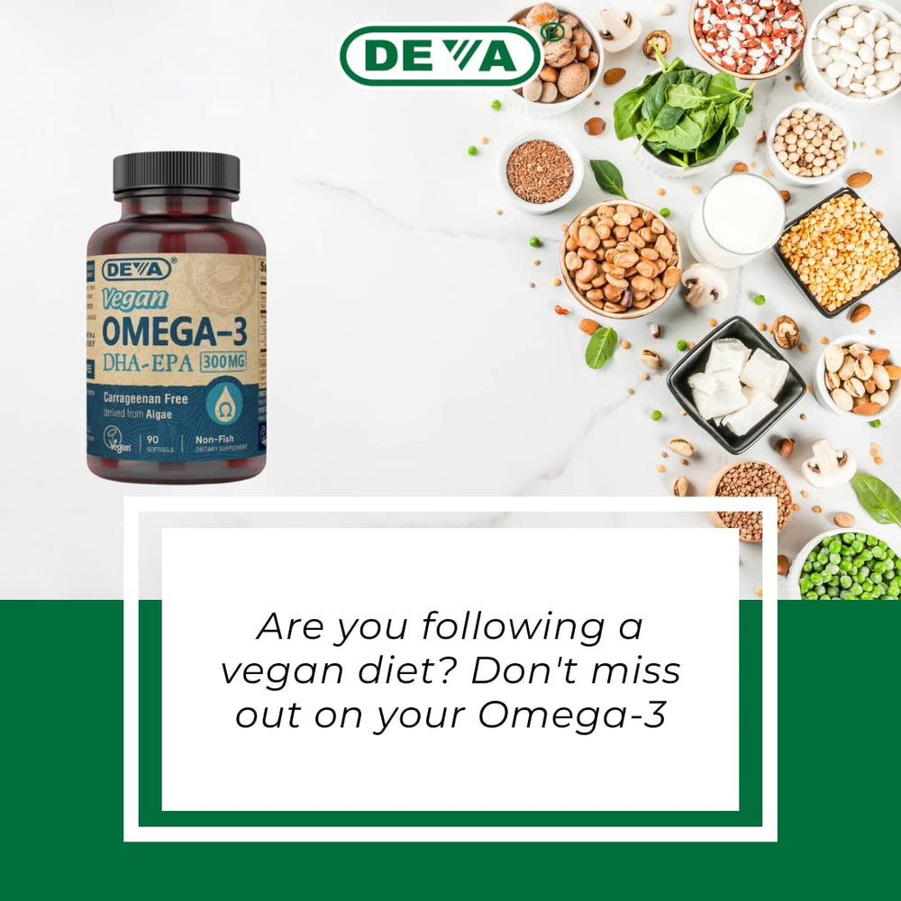 DEVA omega-3 softgels in hand illustrating convenient daily capsule