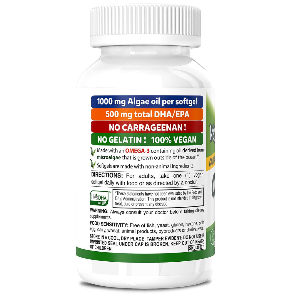 DEVA omega-3 origin image emphasizes algae-sourced oil and hexane-free processing.