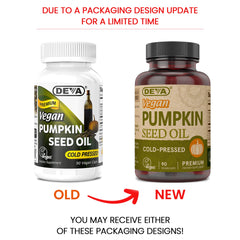 DEVA vegan pumpkin seed oil capsules offer convenient daily use in a plant-based routine.