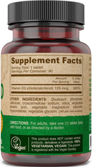Vegan Society certification logo beside DEVA Vitamin D3 bottle.