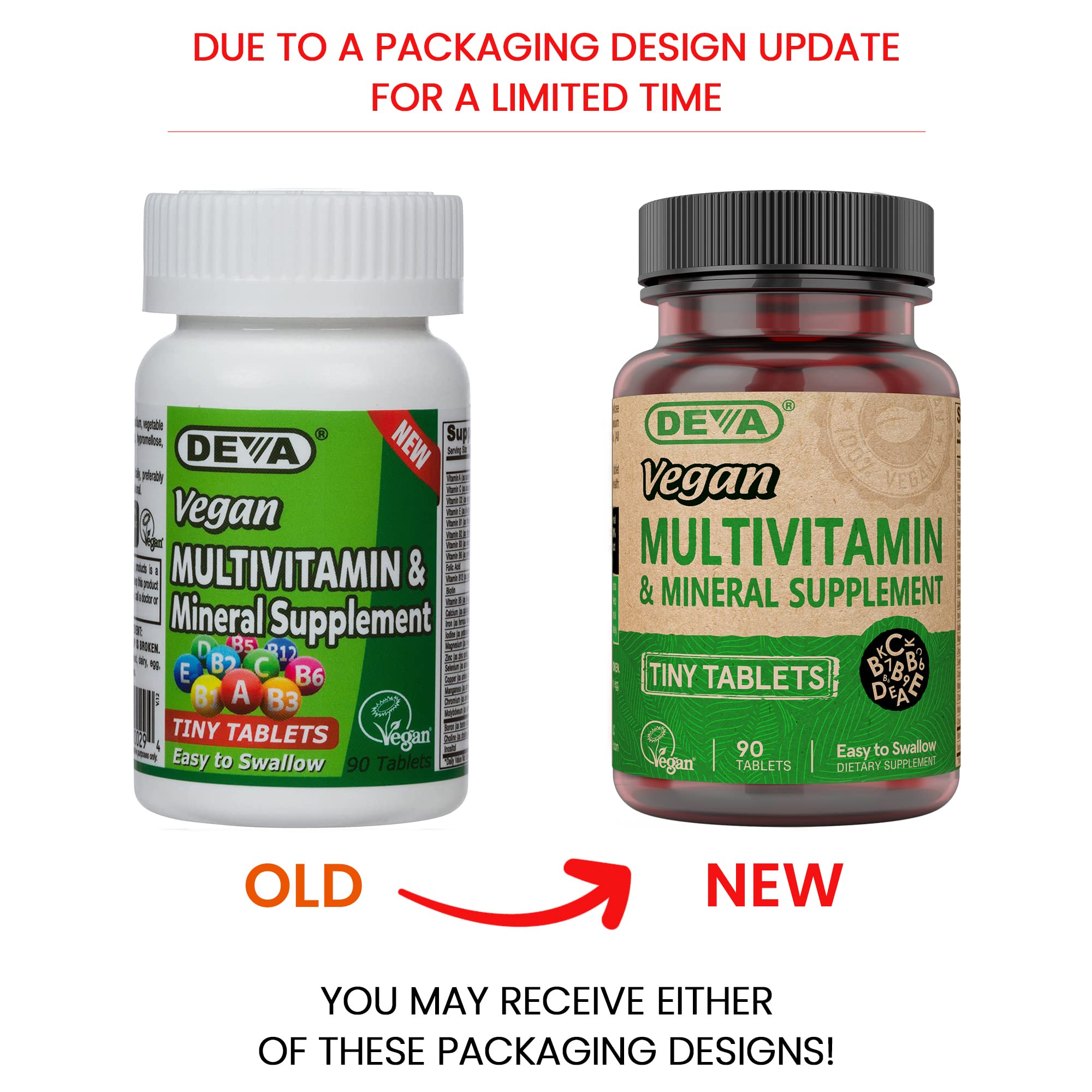 DEVA vegan tiny tablets packaging back with vegan-friendly ingredients