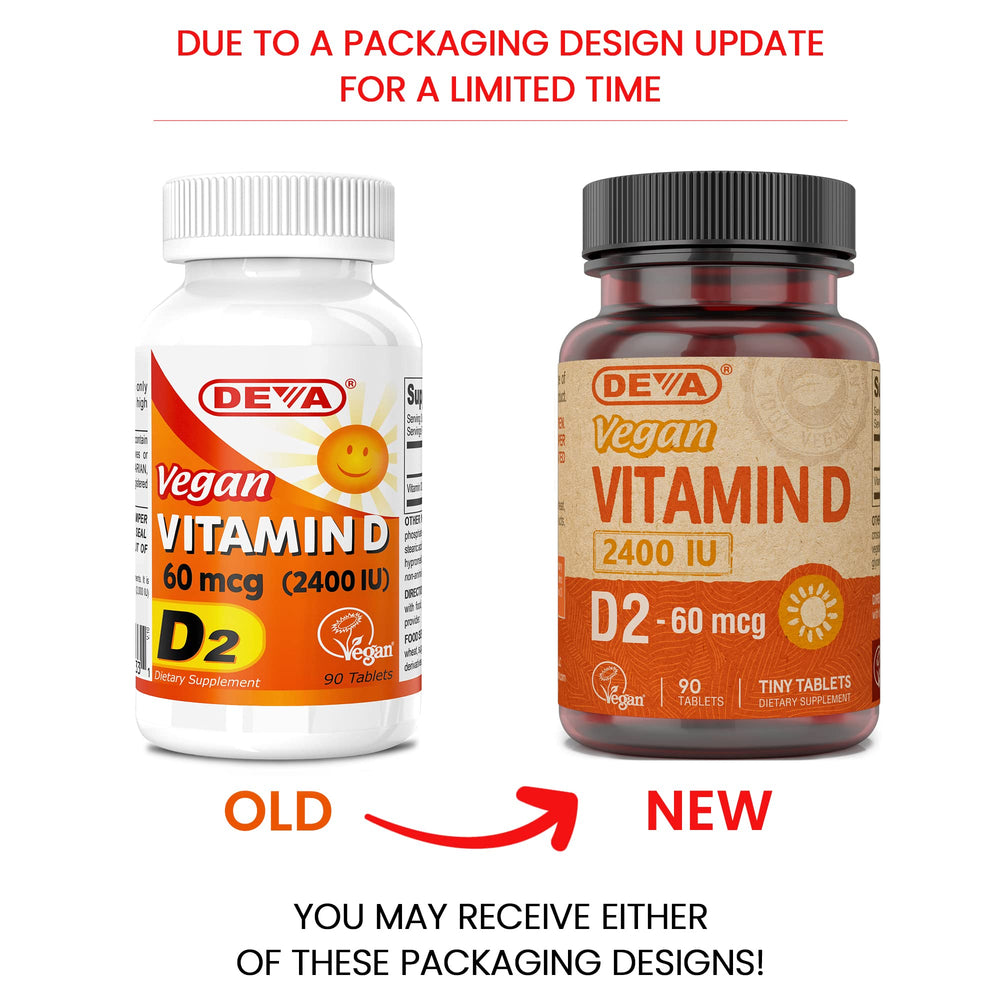 DEVA Vitamin D2 2400 IU label close-up highlighting vegan purity.