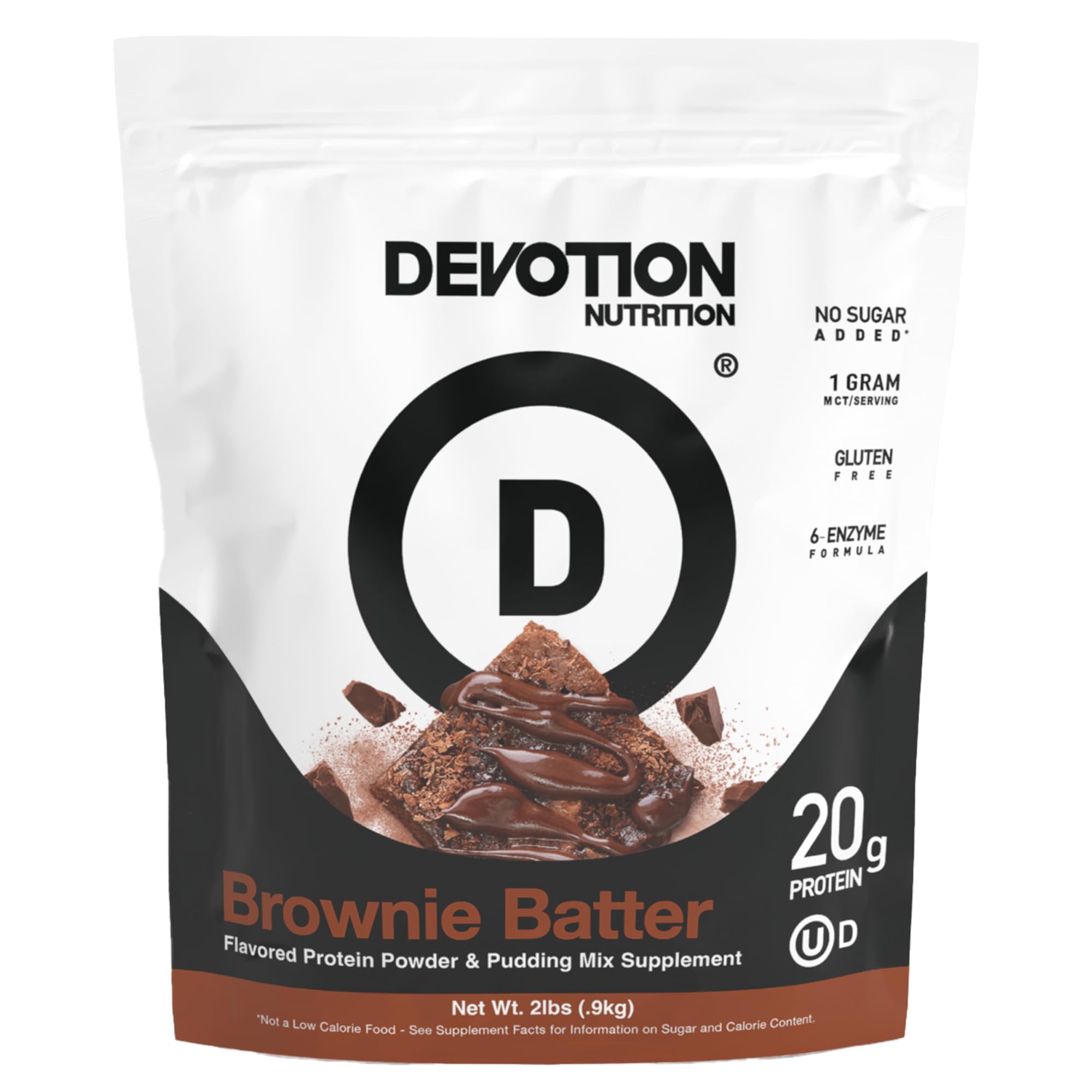 Devotion Nutrition Brownie Batter protein powder scoop for high-protein post-workout shake
