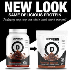 Devotion Nutrition Brownie Batter shaker bottle ready to mix on the go