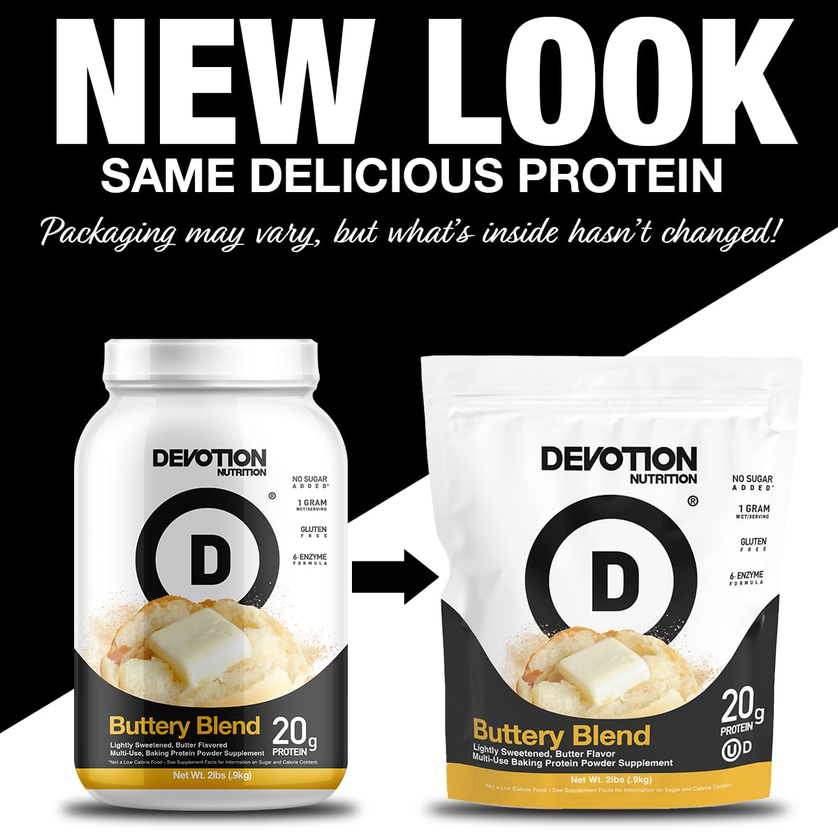 Devotion Nutrition Buttery Blend scoop measuring a serving for quick digestion