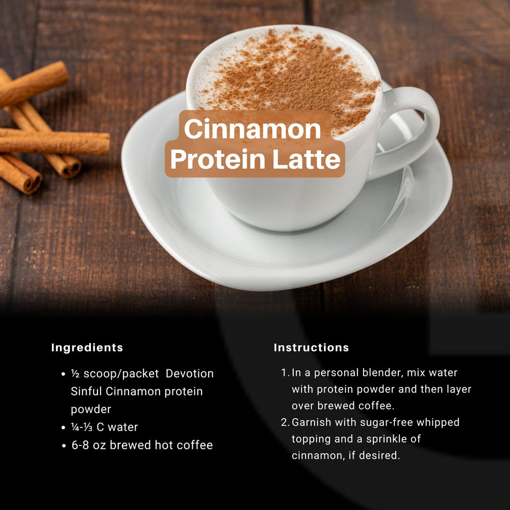 Scoop of Sinful Cinnamon powder ready to bake protein pancakes for a flavorful breakfast.