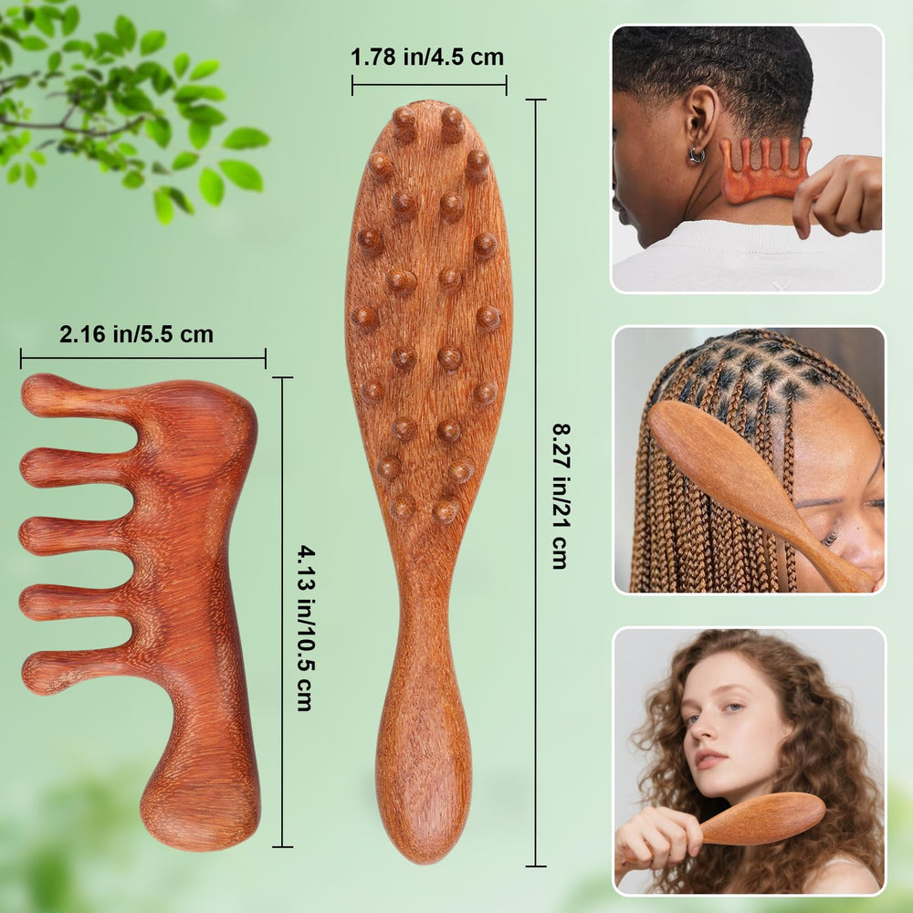 Dexspoeny peine de sándalo, detalle de madera con aroma natural relajante.