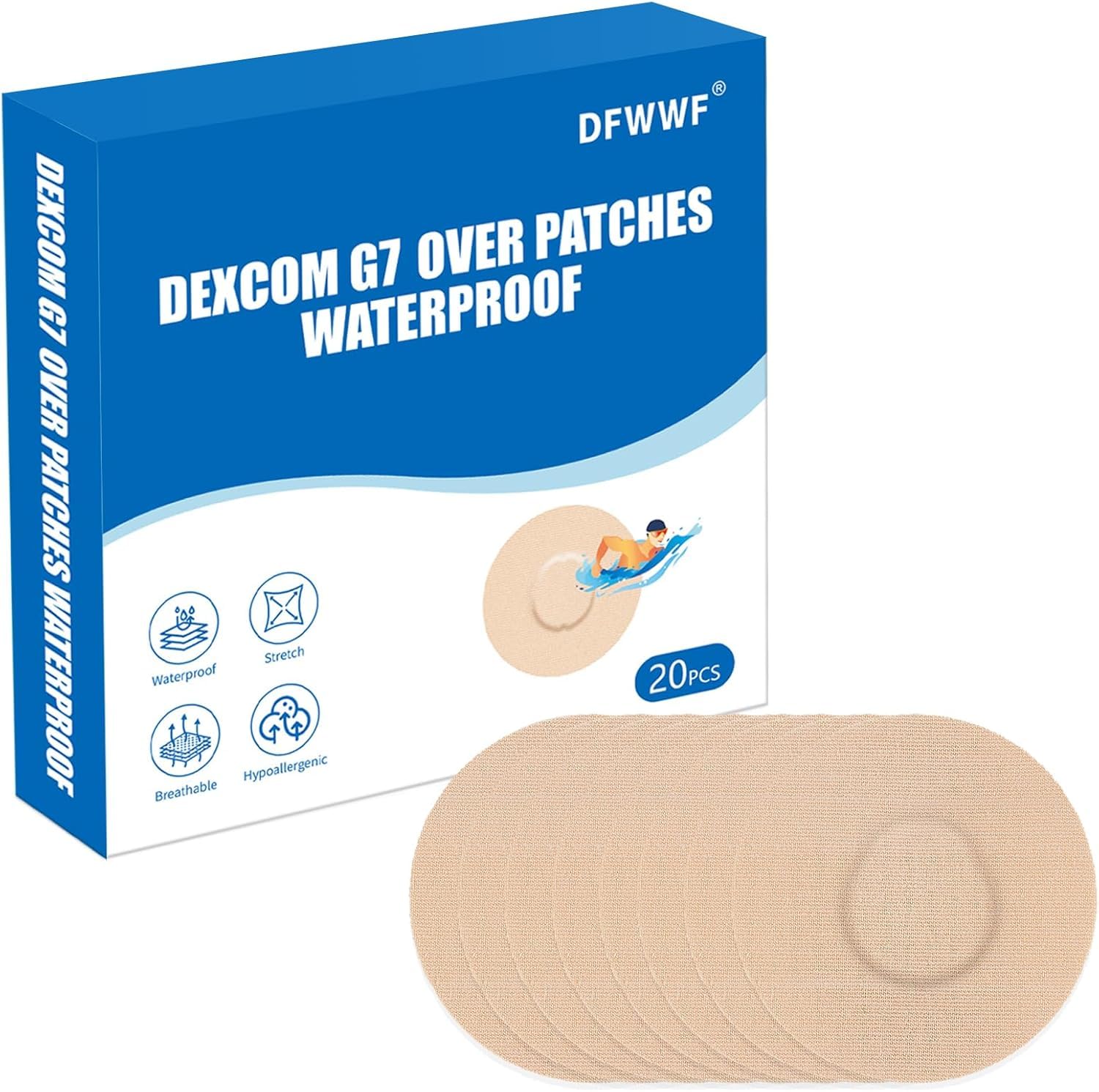 DFWWF Over Patches for Dexcom G7 with full coverage and center-free design