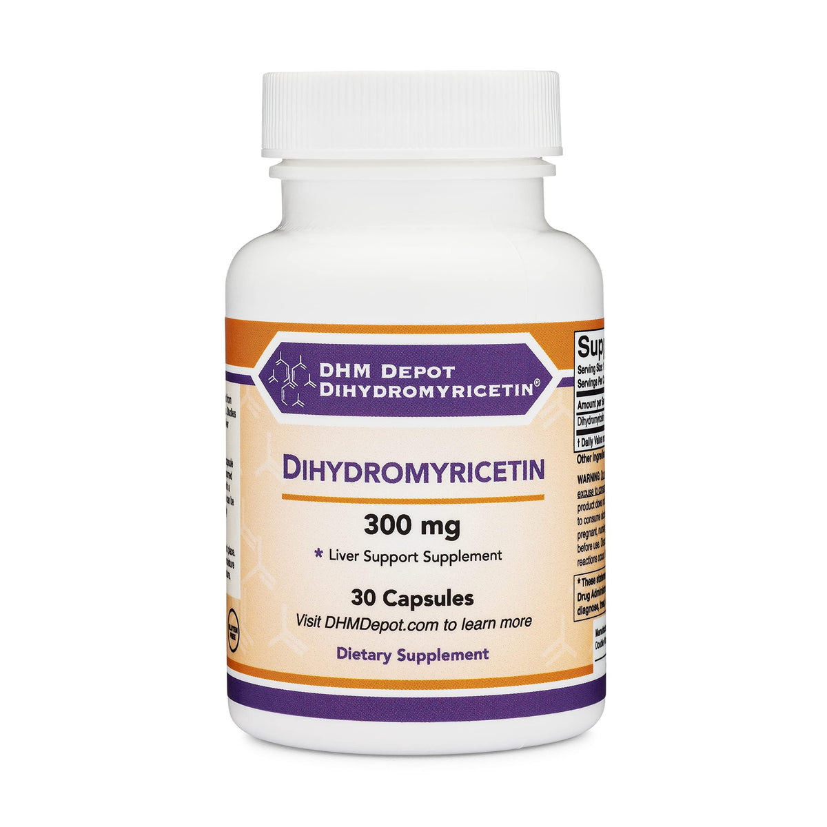 DHM Depot Dihydromyricetin liver-support bottle close-up for daily wellness
