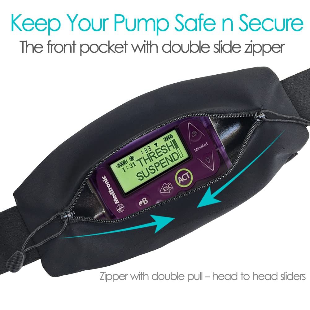 DiaBelt back-pocket with side slits keeps tubing in place for easy use.