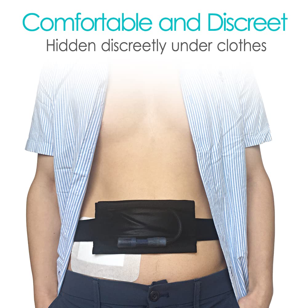 DiaBelt transfer-set slim-pocket design keeps tubing tucked away.