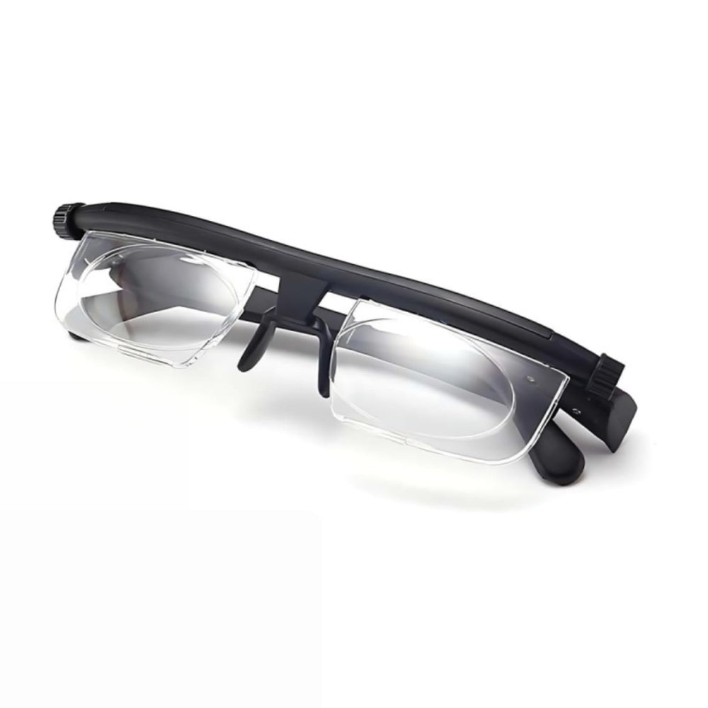 Dial Vision adjustable glasses with side dial for precise reading and screen clarity.