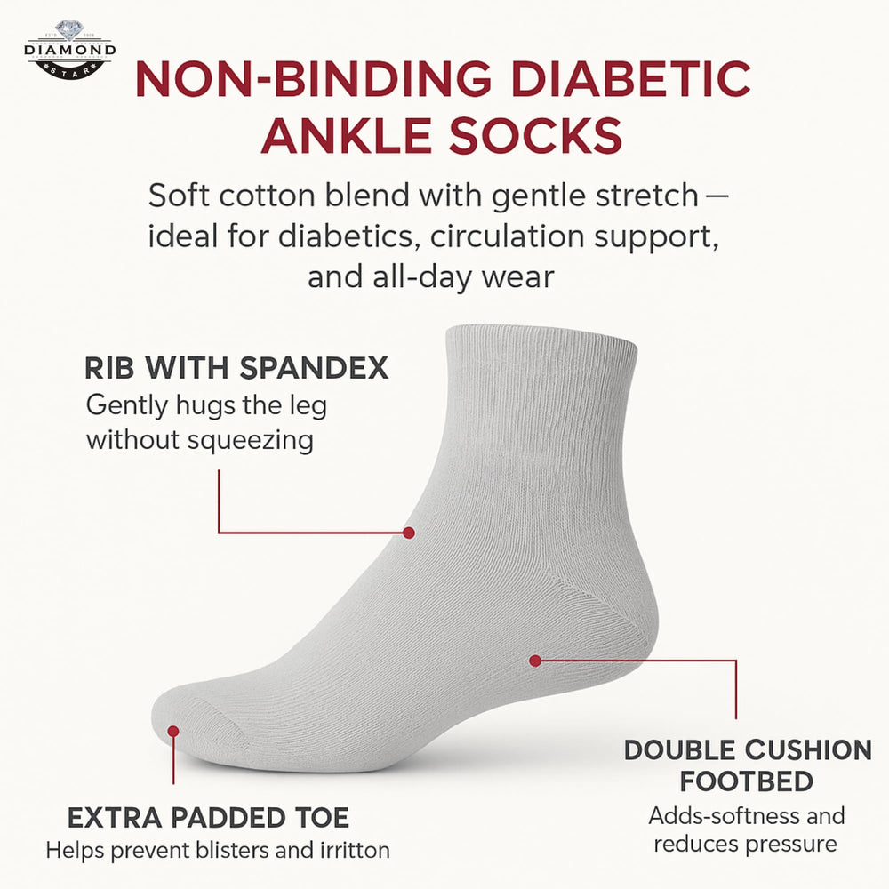 Diamond Star non-binding cuff visible for relaxed circulation and easy wear.