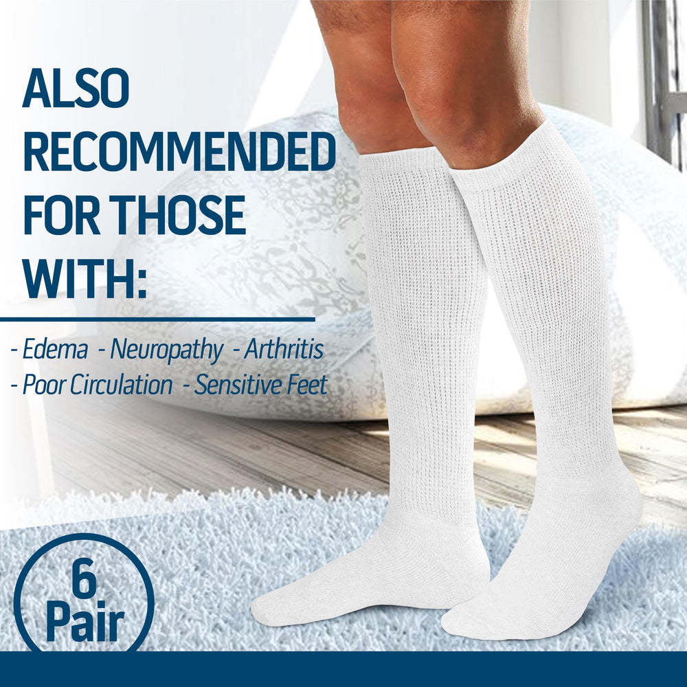 Diamond Star knee-high diabetic socks showcase cushioned heel for daily wear