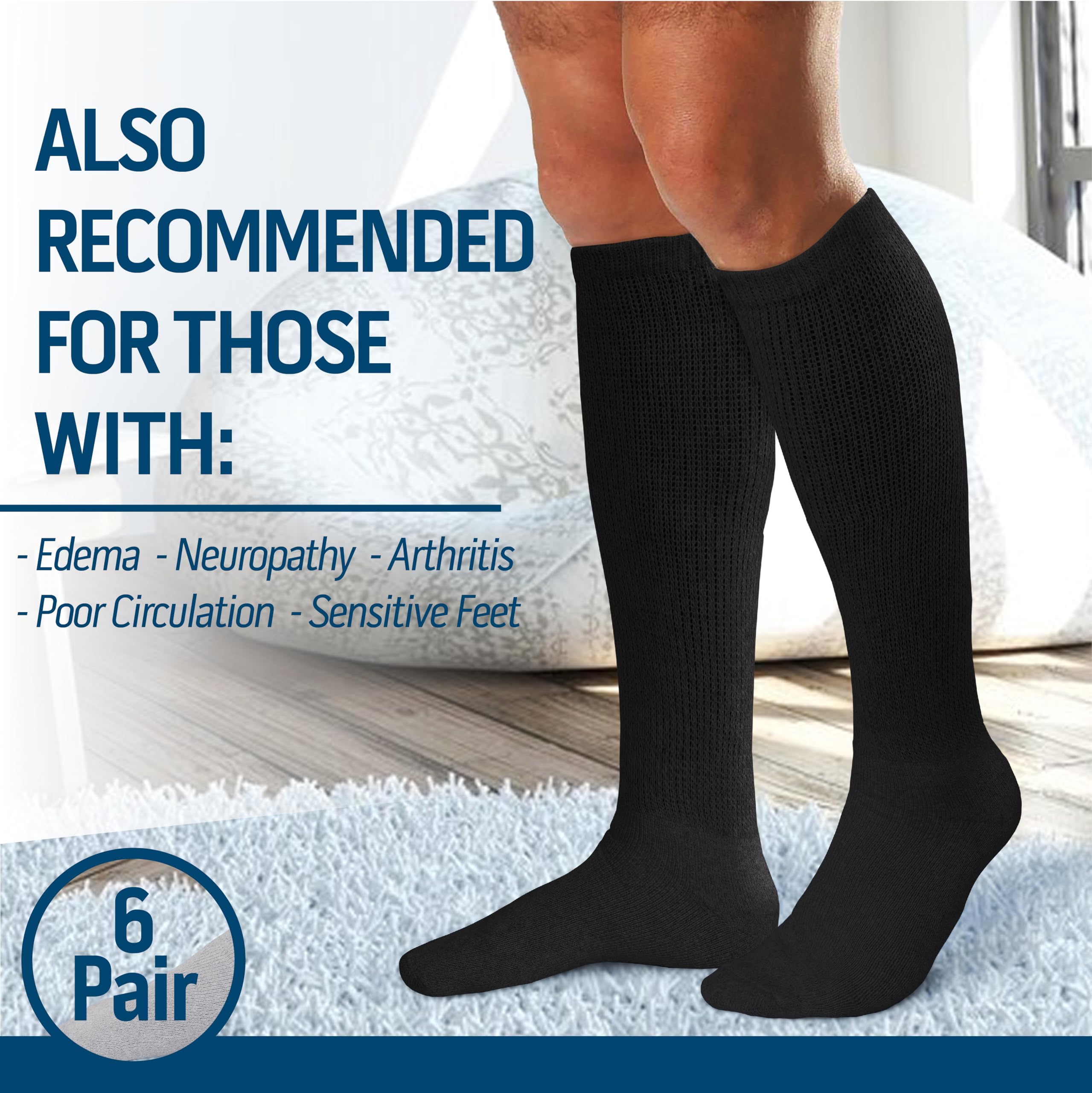 Diamond Star knee-high length shown on foot for secure wear