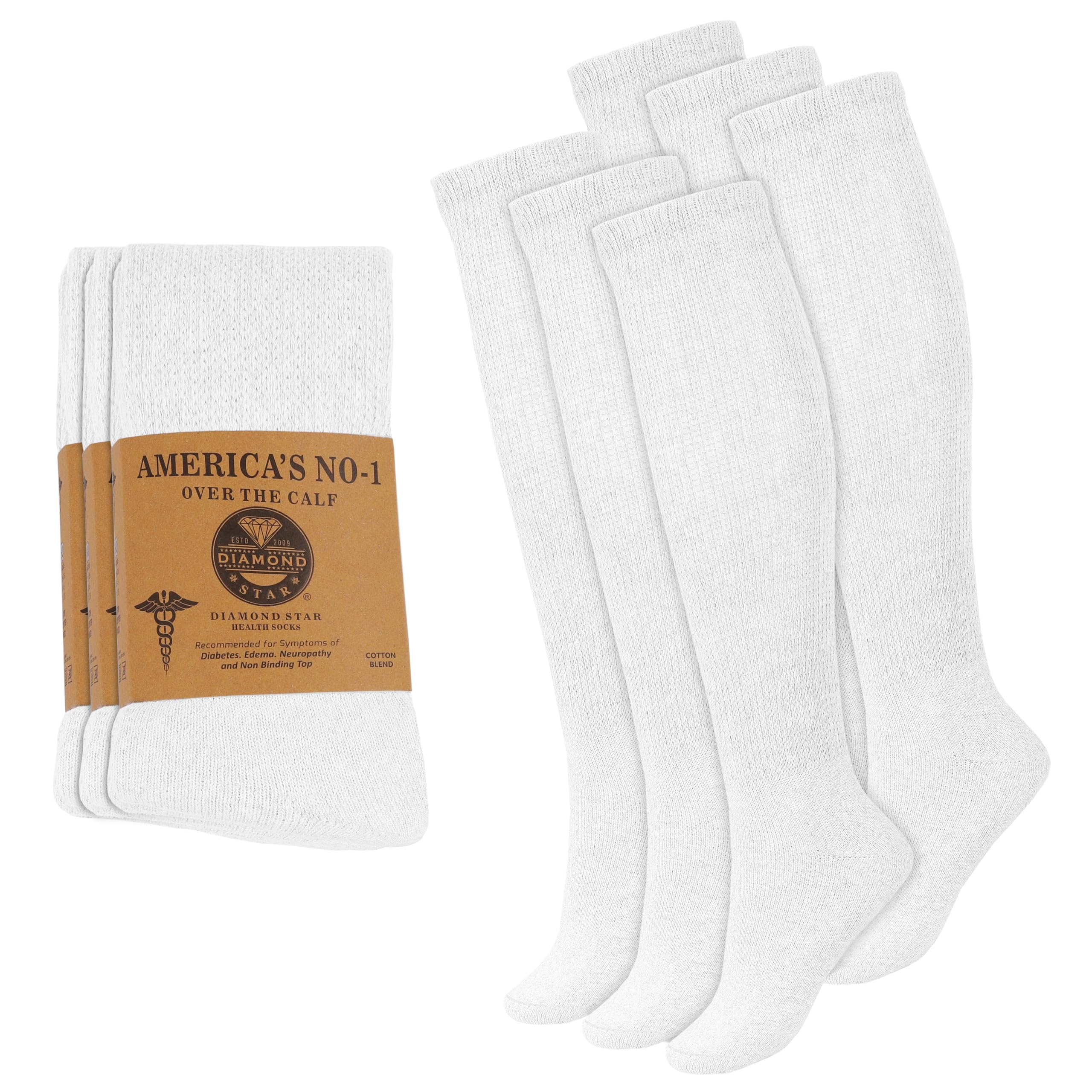 Diamond Star over-the-calf diabetic socks with premium cotton for all-day comfort