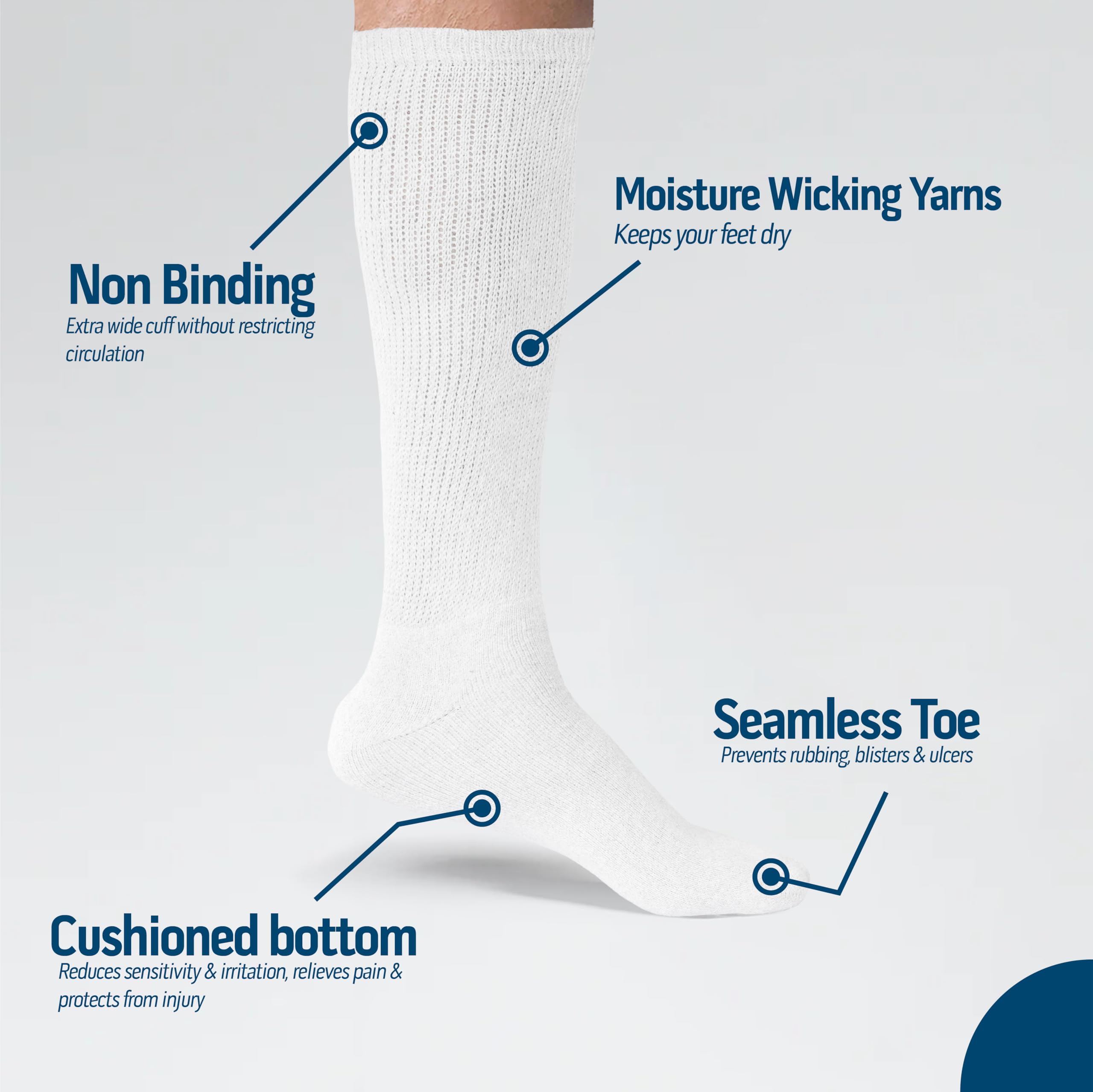 Diamond Star premium cotton diabetic socks offer breathable fabric for dry feet