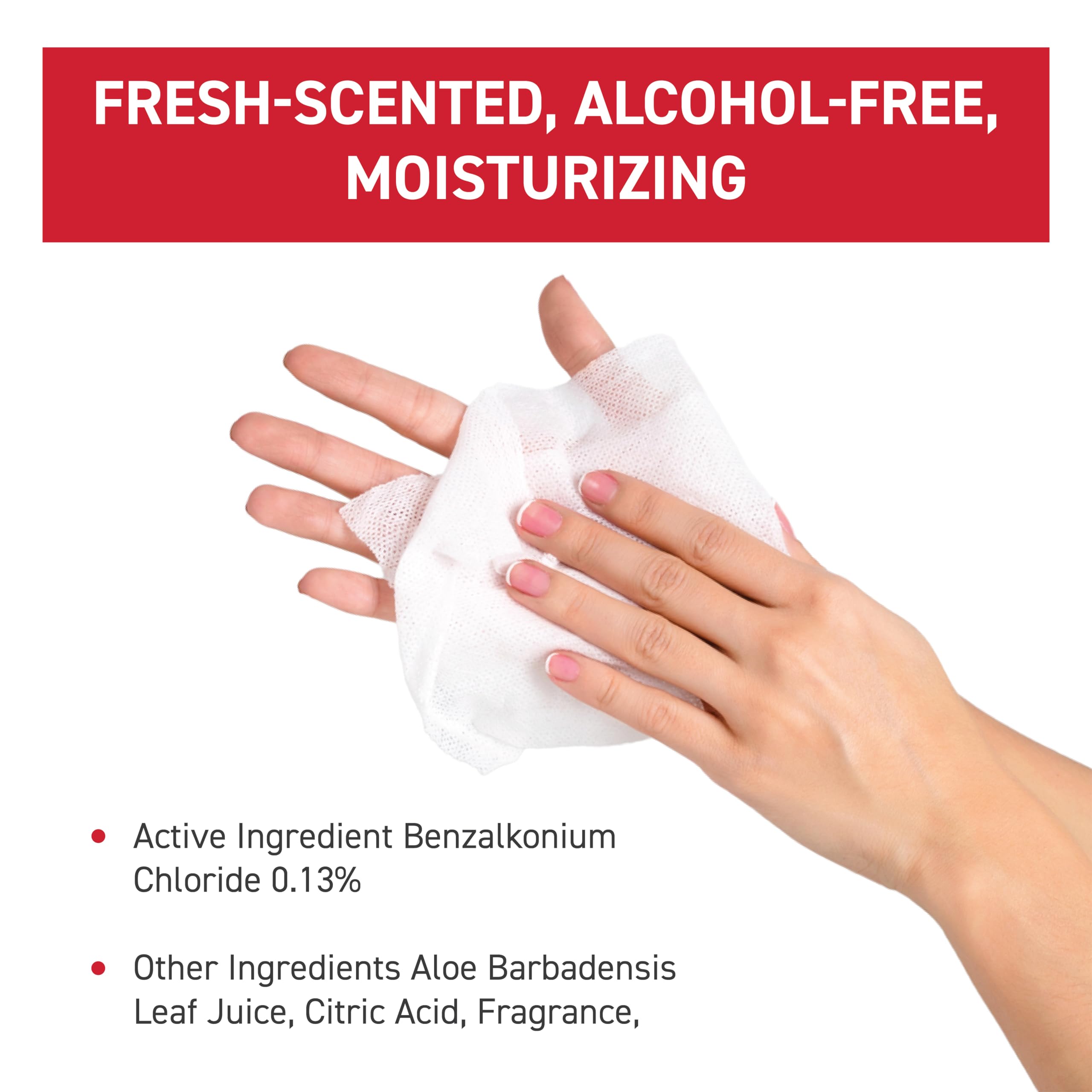 Diamond Wipes WipeEssentials hand-use image demonstrates wipe application on the palm.