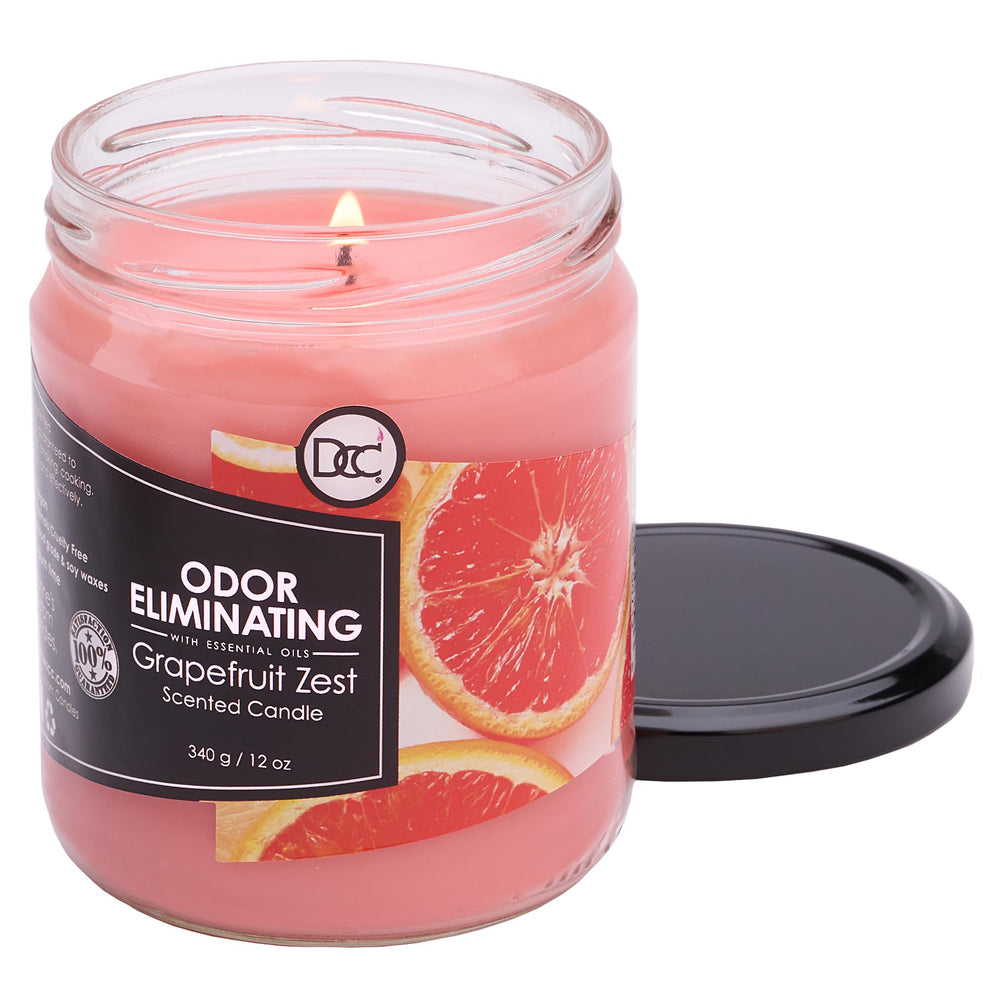 Dianne's Grapefruit Zest wick closeup, showcasing a lead-free wick for clean burning.