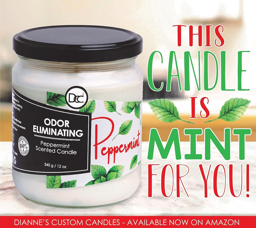 Odor elimination graphic associated with Dianne's Peppermint Two-Pack for room refresh.