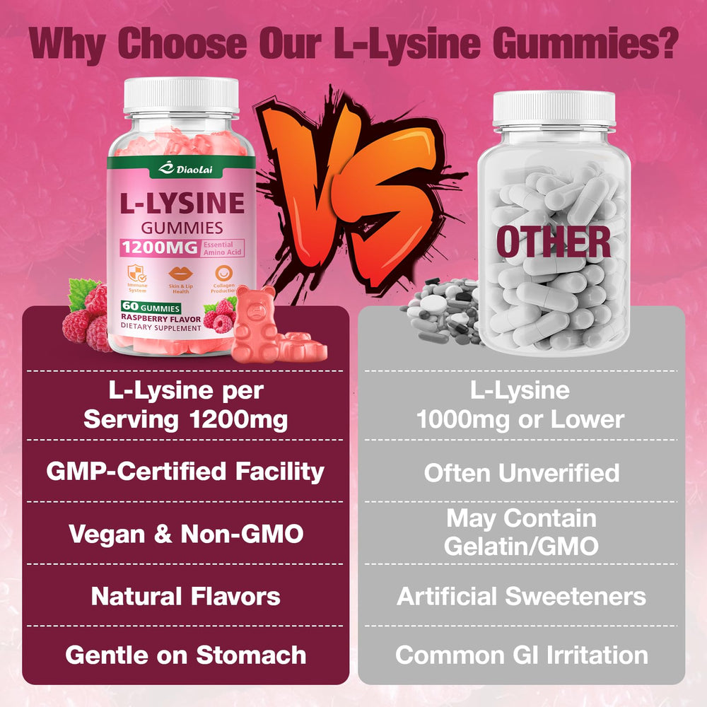 DIAOLAI L-Lysine gummies skin and lips focus suggesting skincare benefits