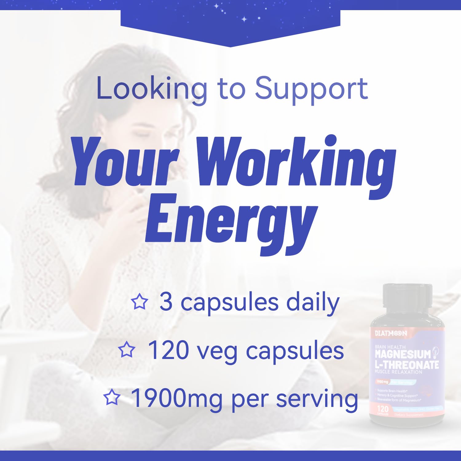 Diatmoon Magnesium L-Threonine capsules packaging with nutritional details