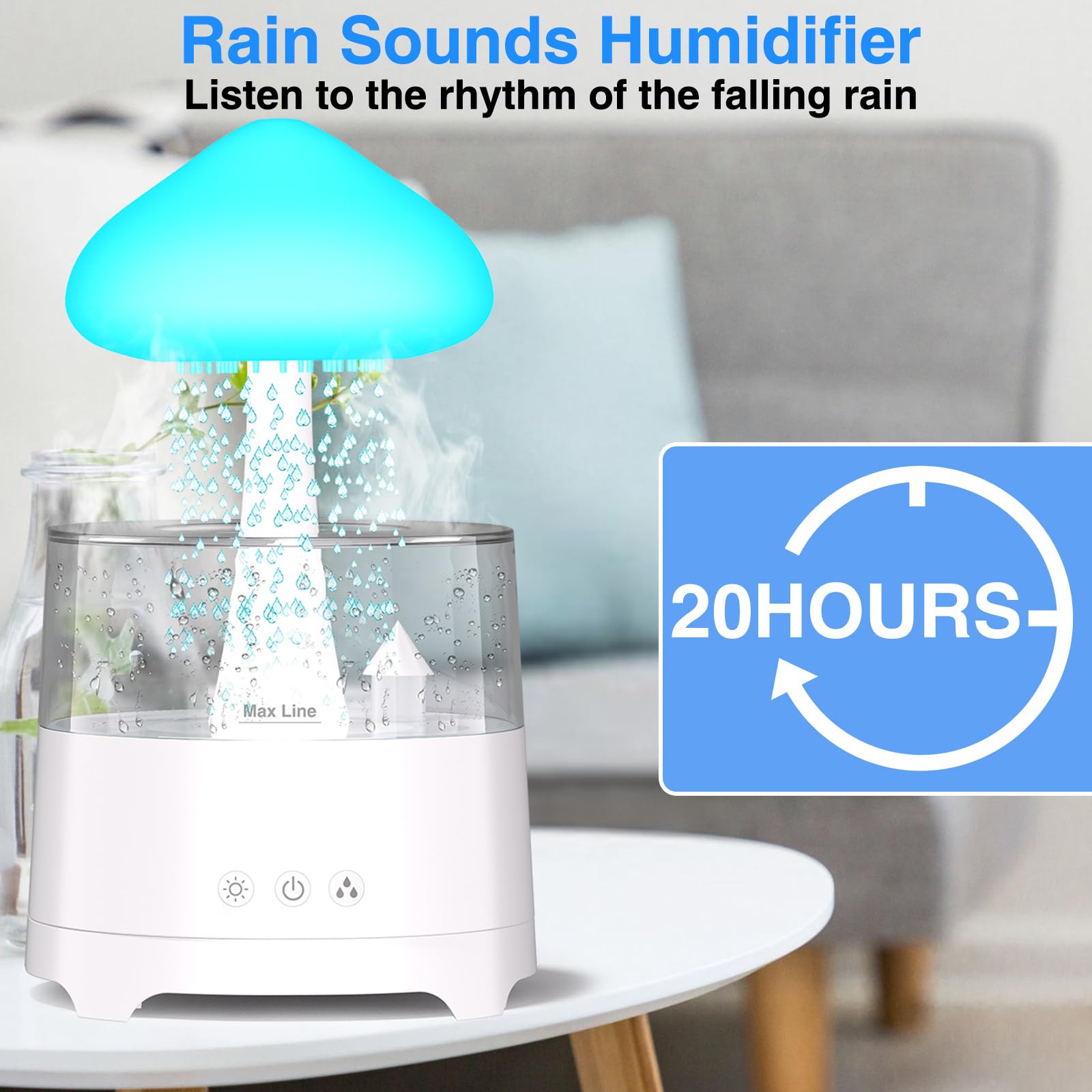 Diffuserlove Mushroom light with seven colors for customizable mood and soft glow.