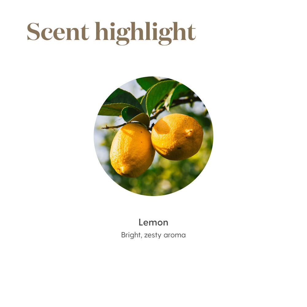 Diffuser in living room with lemon oil—fresh, clean aroma for home environment.