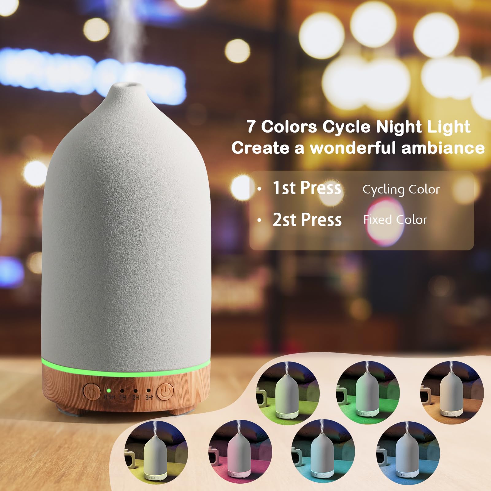 Diffuserlove seven-color lamp cycling to set ambience.