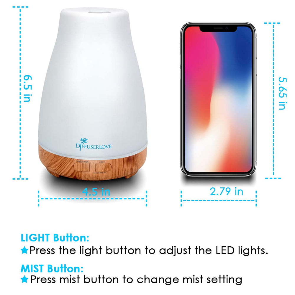 Diffuserlove 7 color LED lights creating customizable mood lighting