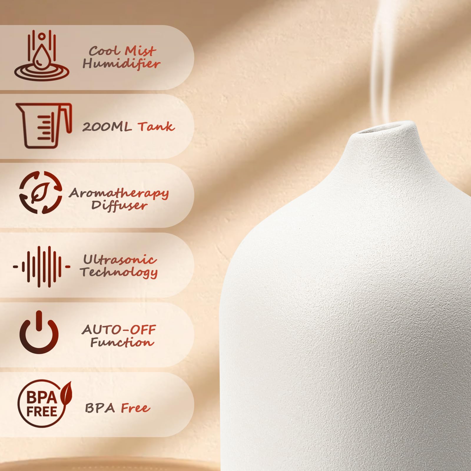 Diffuserlove auto shut-off diffuser ensures safe operation when water runs low.