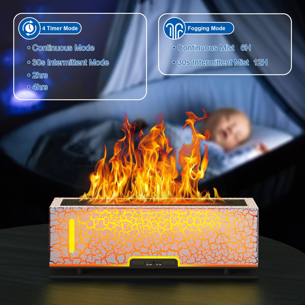 Diffuserlove Flame Diffuser displaying intermittent and continuous mist options