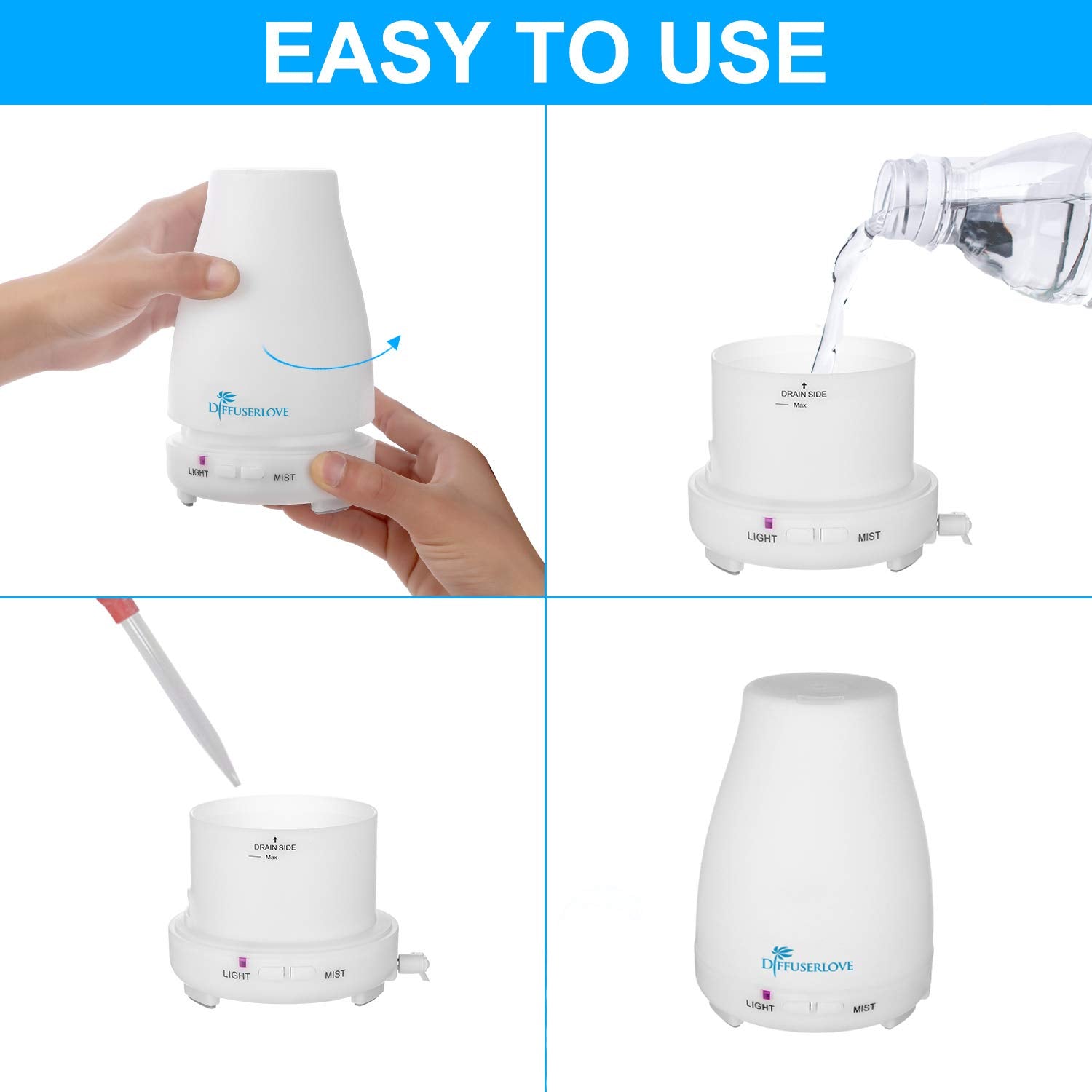 Diffuserlove quiet operation creates a peaceful workspace or bedroom