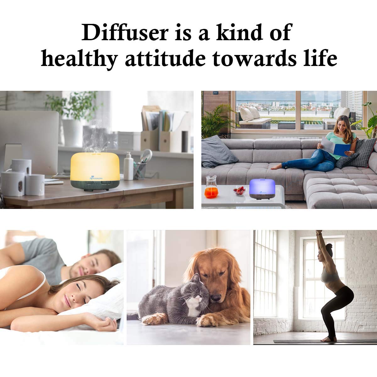 Diffuserlove remote control allows easy timer and mist adjustments.