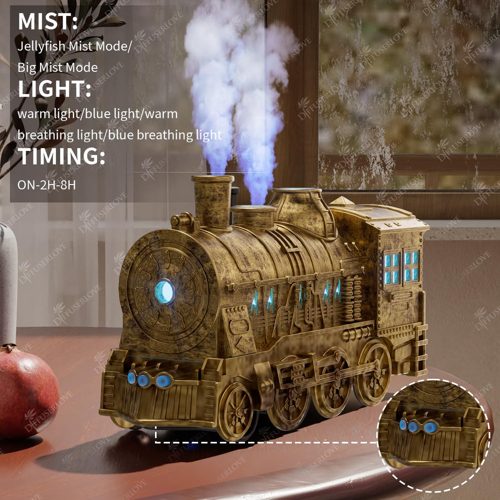 Diffuserlove train diffuser placed in a bedroom or office setting for fragrance.