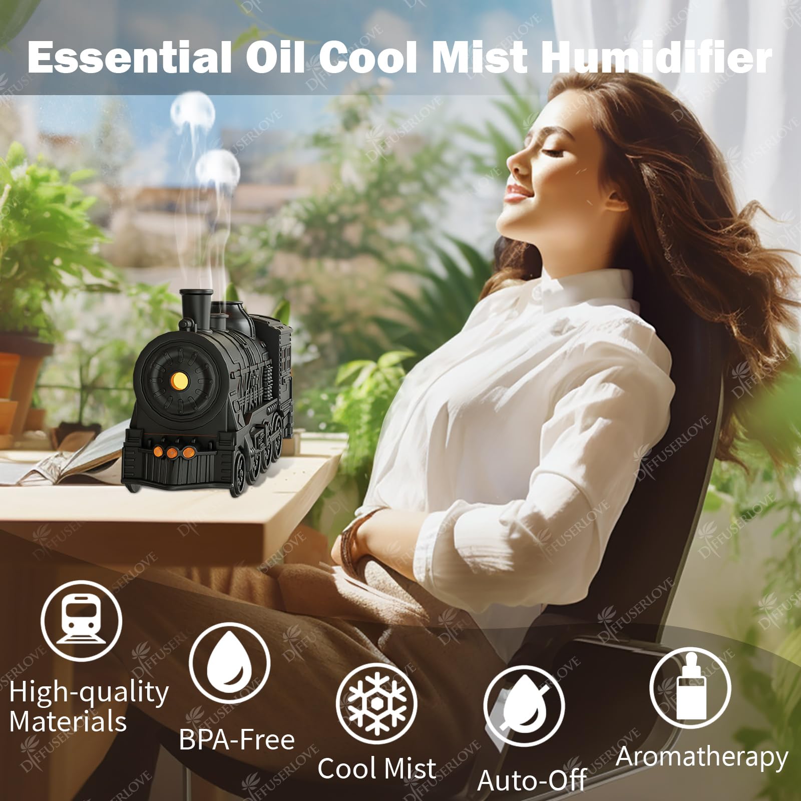 Diffuserlove train-diffuser BPA-free materials for safe home use.