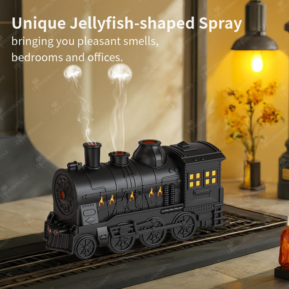 Diffuserlove train-diffuser night light creates calming desk ambience.