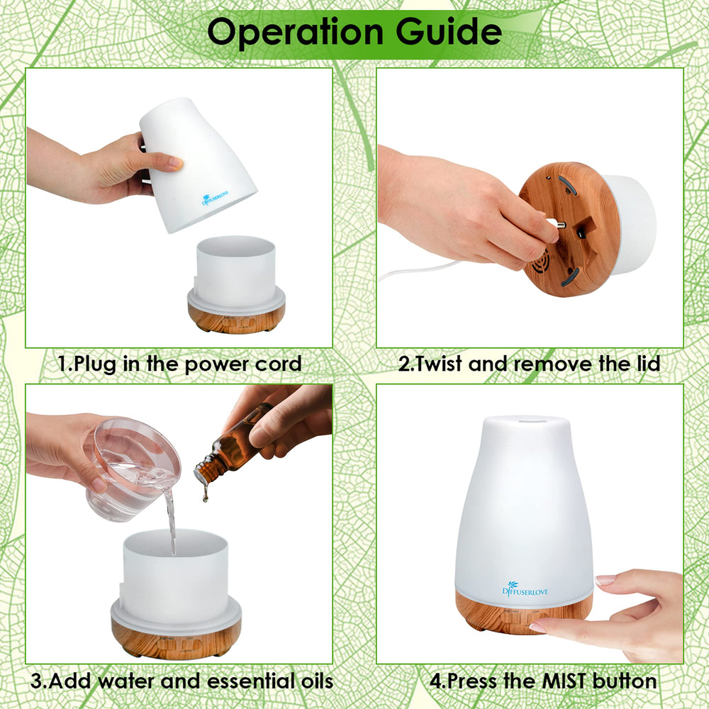 Diffuserlove ultrasonic mist diffuser operating quietly for focused relaxation