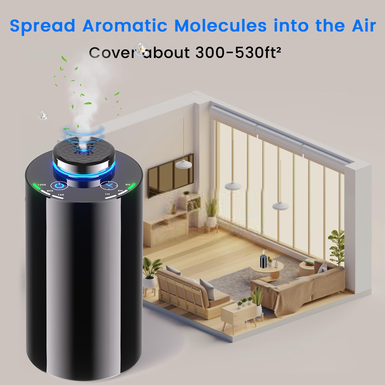 Diffuserlove waterless diffuser with seven color lights creates ambient mood.