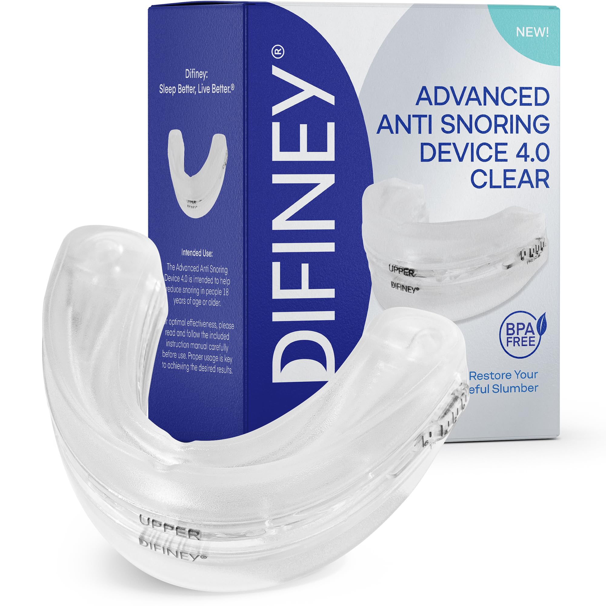 Difiney 4.0 front view: slim mouthpiece designed for comfortable, secure night use
