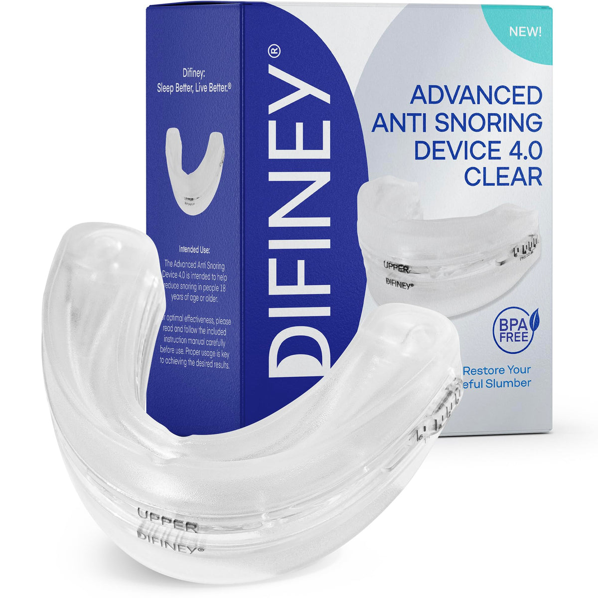 Difiney 4.0 front view: slim mouthpiece designed for comfortable, secure night use