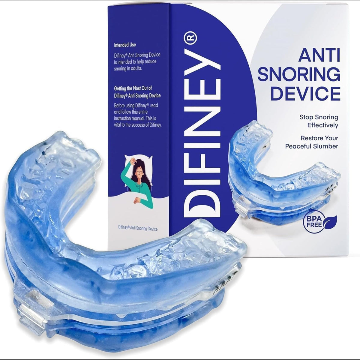 Difiney anti-snoring device full-face view for quieter nights