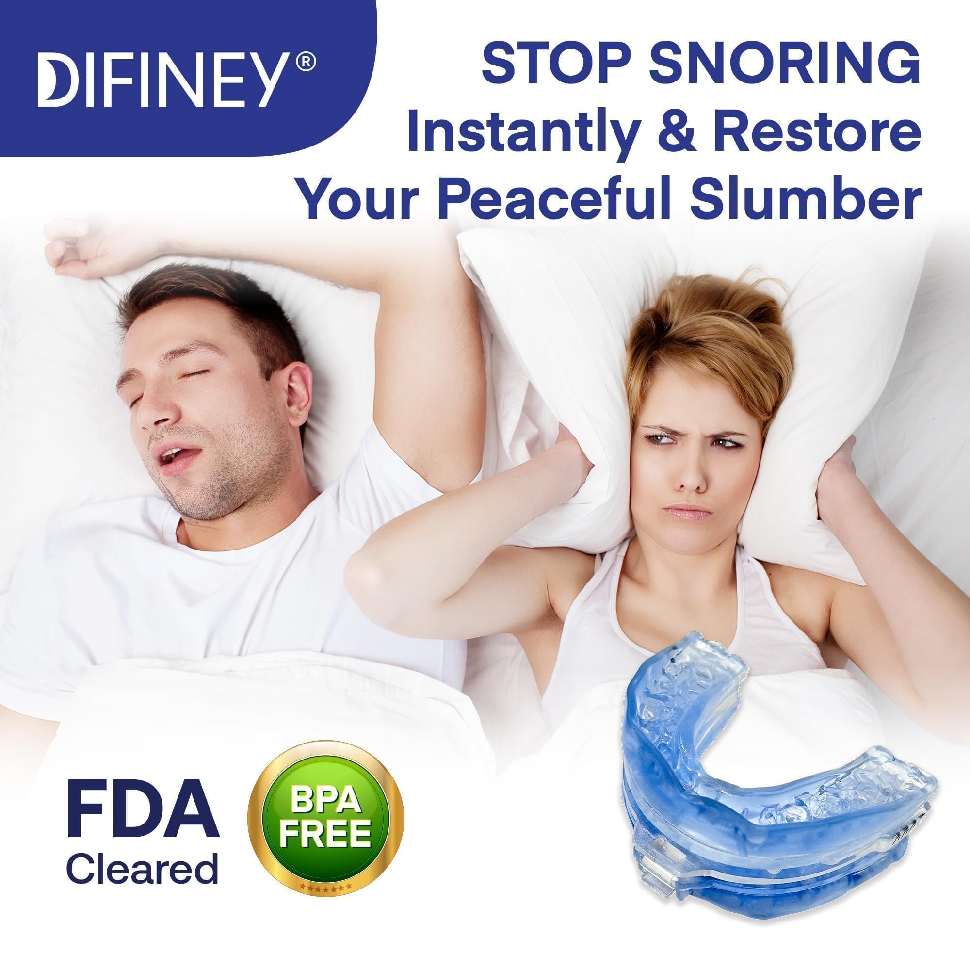 Difiney anti-snoring-device mold instructions demonstrate easy customization for a secure fit