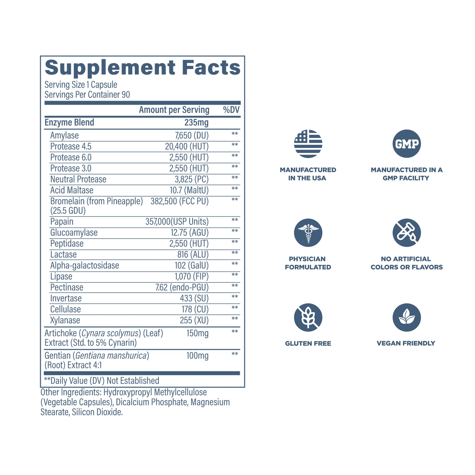 Digest Aid serving guidance shown to take with meals for better digestion.