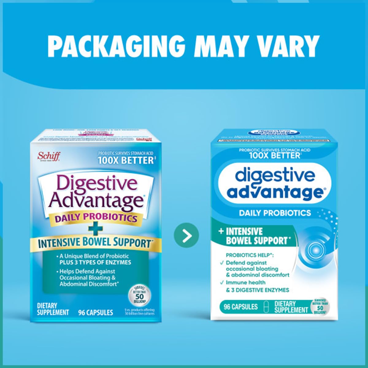 Digestive Advantage packaging box with product details