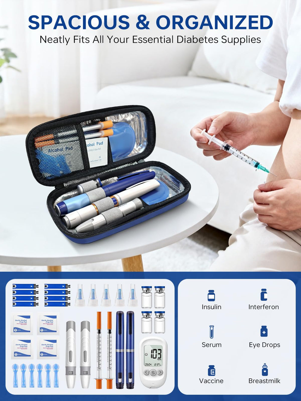 DIGOAKO insulin cooler temperature display closeup provides real-time temperature readout.